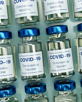 Vials labeled for COVID vaccine